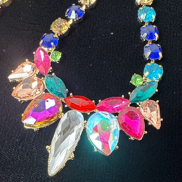 MEGHAN FABULOUS The Cha Cha Cha Oversized Colorful Crystal Drop Earrings Sparkle - Picture 2 of 9